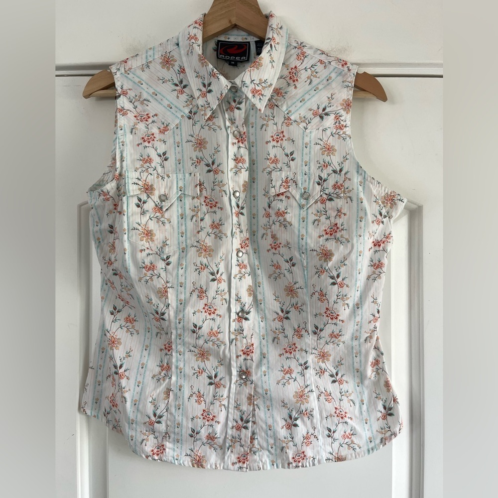 Vintage Roper Sleeveless Floral Western Top - M